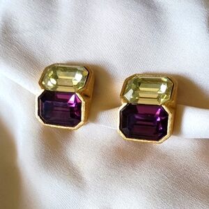 Kenneth Jay Lane Gold and Purple Geometric Earrings